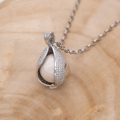 Himmelsträne Set: Ankerkette & Anhänger mit Zirkoniasteinen
